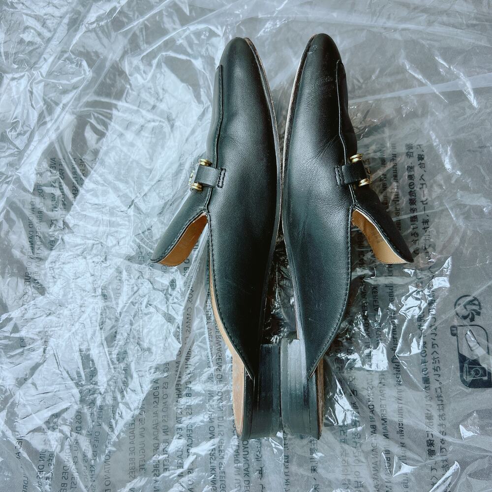 Tory Burch Logo Black Leather Mules in Size 7.5 - Picture 4 of 8